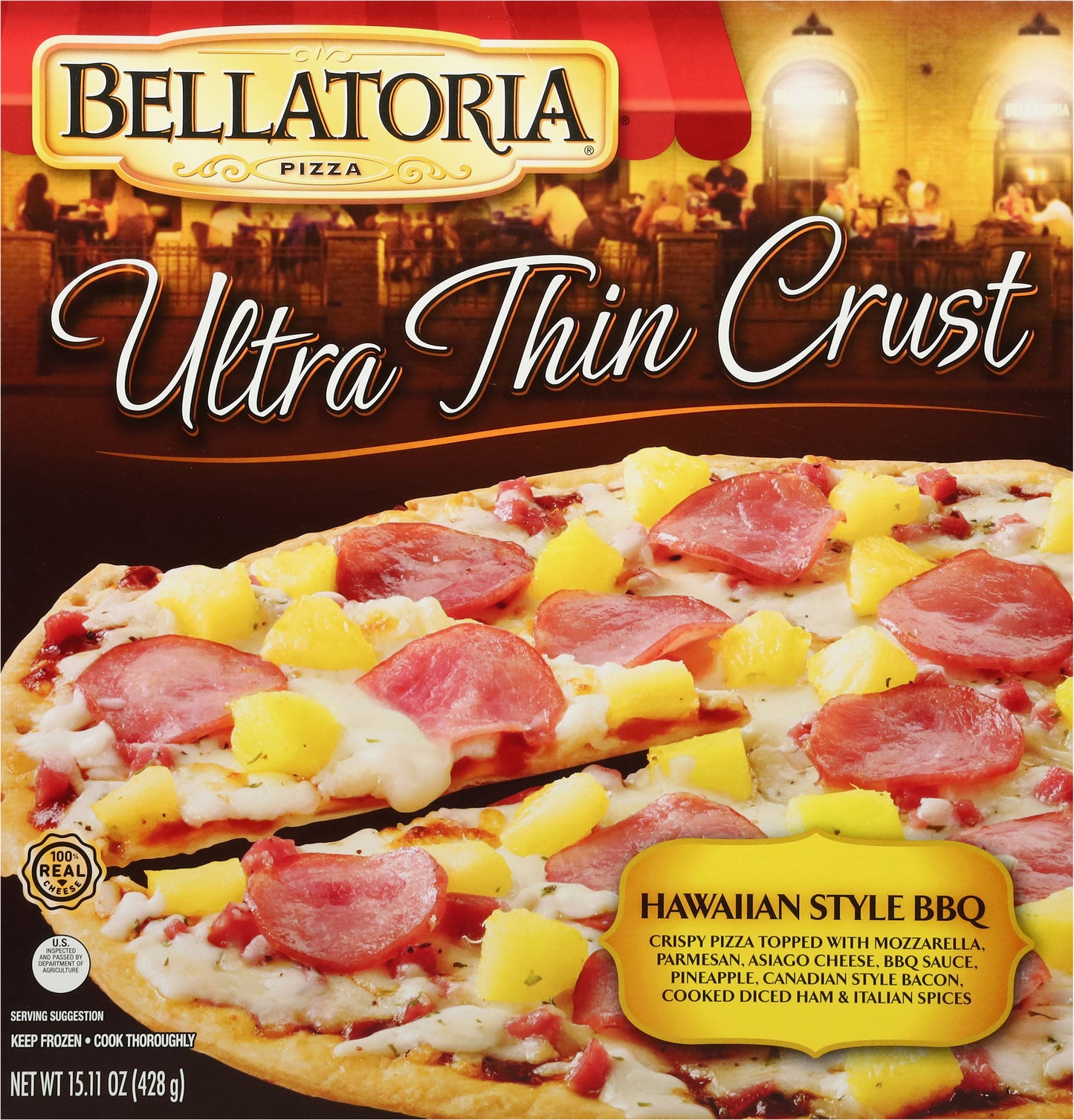 Bellatoria Ultra Thin Crust Hawaiian Style BBQ Pizza