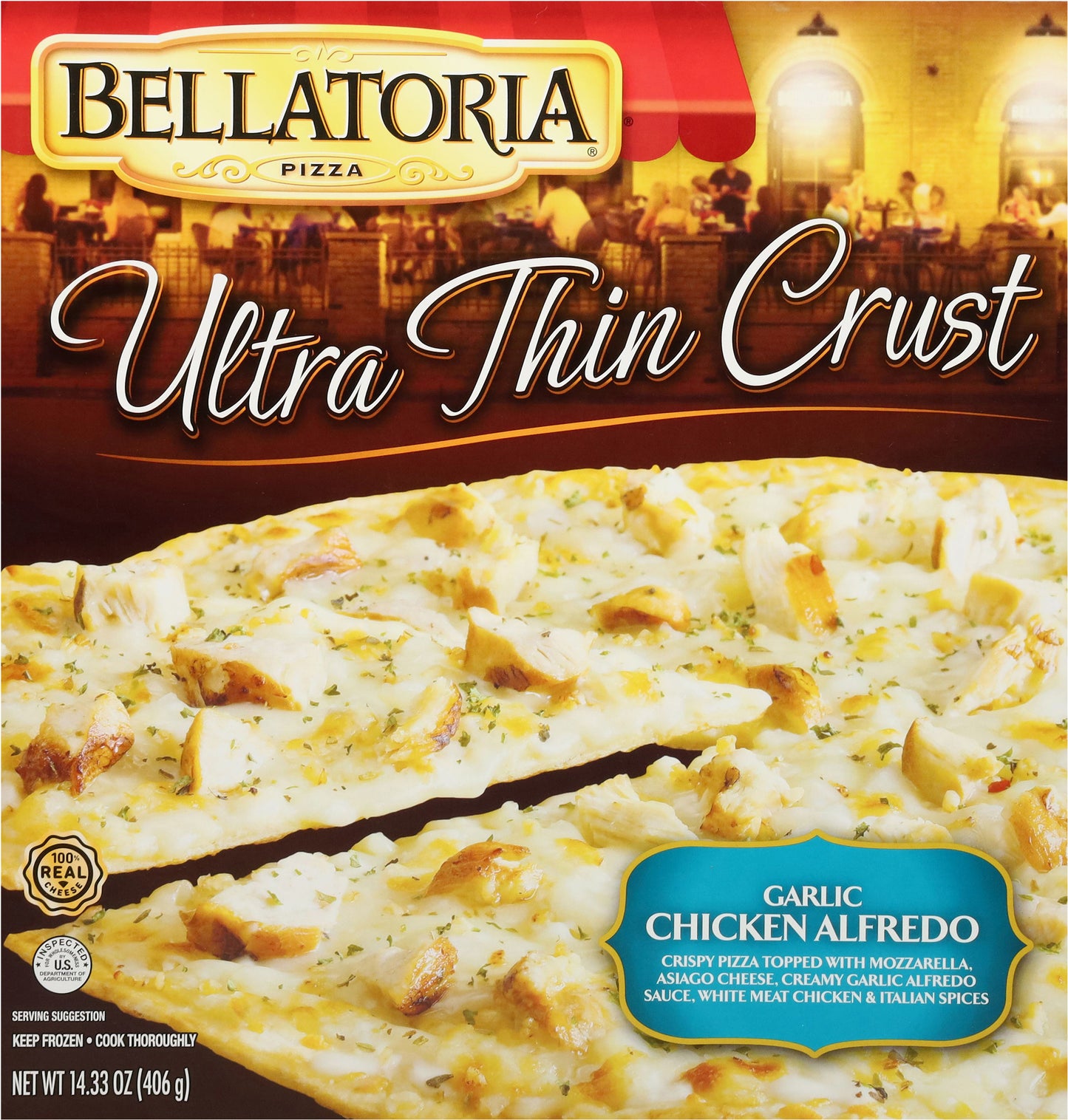 Bellatoria Ultra Thin Crust Garlic Chicken Alfredo Pizza